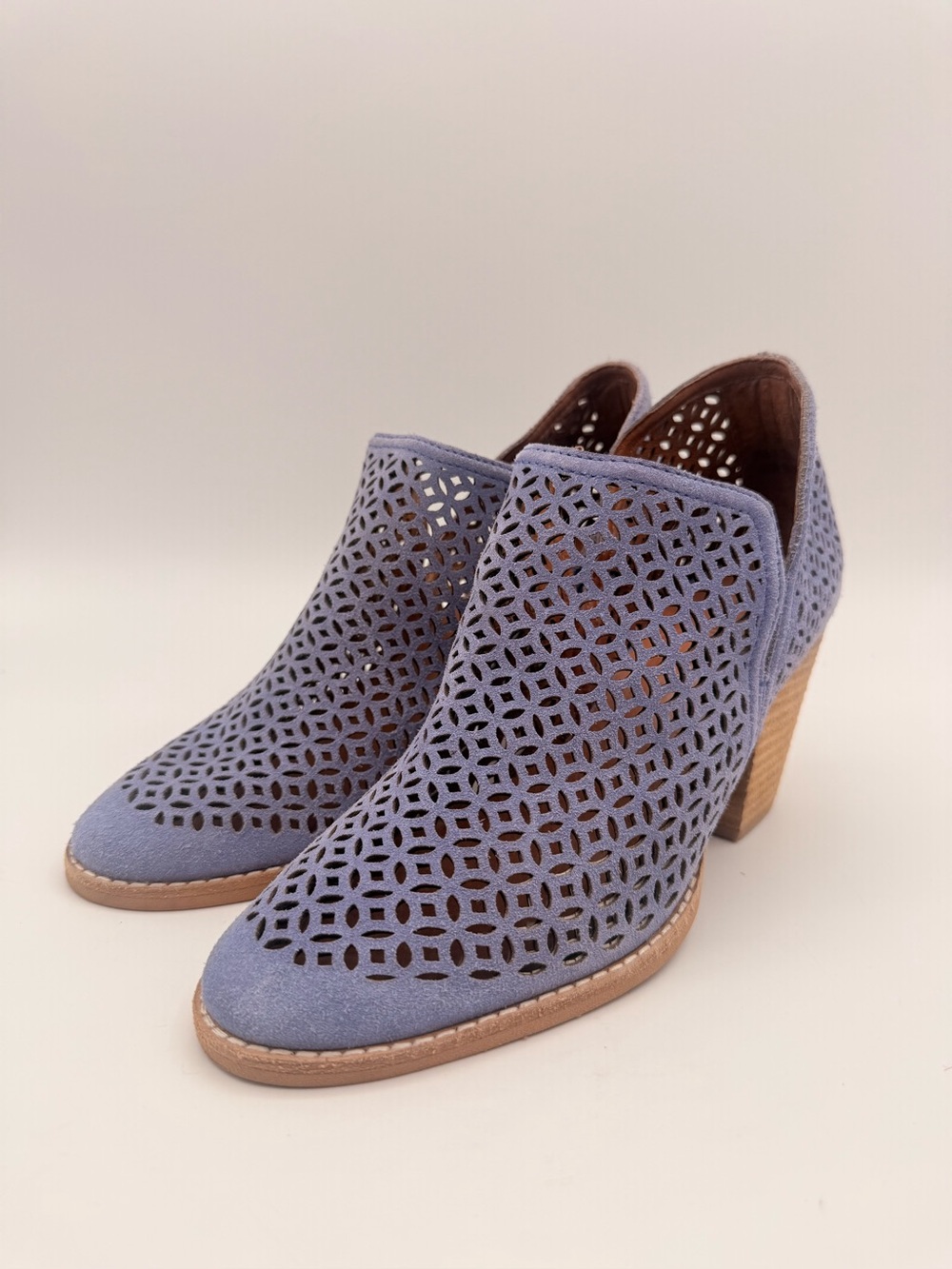 JEFFREY CAMPBELL Dusty Lavender Suede Laser Cut Western Booties 8.5